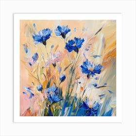 Impressionist Cornflowers # 4 Art Print