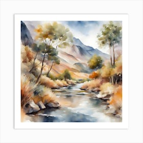 Watercolor Of A River 1 Art Print