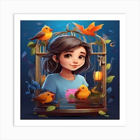 Birdcage Girl Art Print