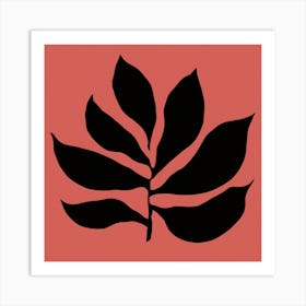 Leaf On A Red Background Art Print