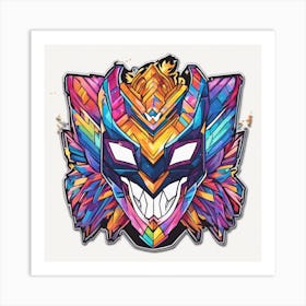 Vibrant Sticker Of A Herringbone Pattern Mask And Based On A Trend Setting Indie Game 1 Art Print