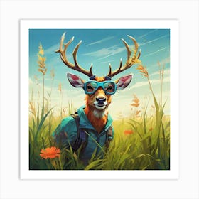 Deer In The Grass 3 Art Print