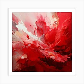 Firefly Abstract, Painting, 3d, Red, White, Clouds, Surreal, Artistic, Vibrant, Textured, Contempora (3) Art Print