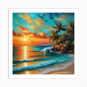 Sunset On The Beach 1072 Art Print