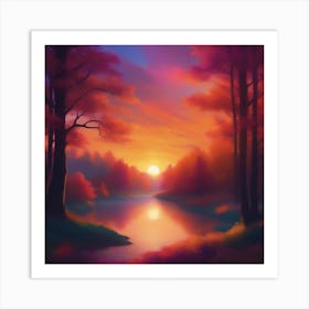 Sunset By The Lake 2 Art Print