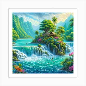 Waterfall In The Jungle Art Print