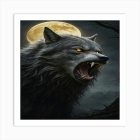 Wolf In The Moonlight 1 Art Print