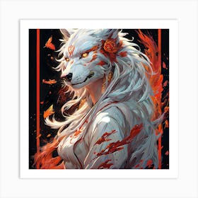 White Wolf , wof girl Art Print