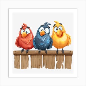 Birds On A Fence Art Print