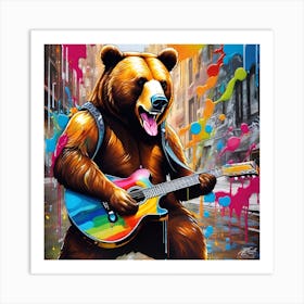 Bear Playing Guitar Art Print