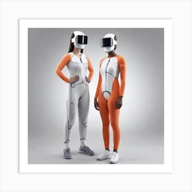 Two Women In Spacesuits Art Print