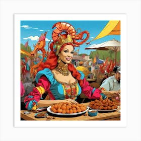 Woman Eating Food Art Print