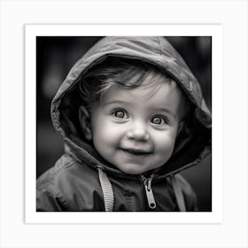 Black And White Portrait Of A Baby Art Print