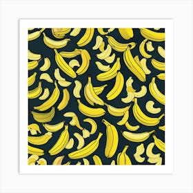 Bananas On A Black Background Art Print