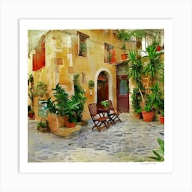 Courtyard In Greece Art Print