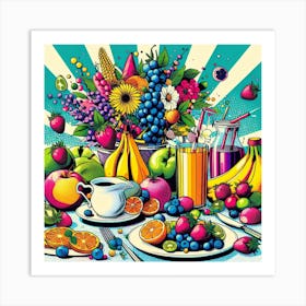 A colourful fruits, Pop Art 1 Art Print