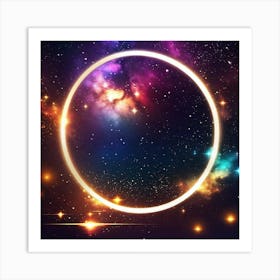 Space Background With A Circle Art Print