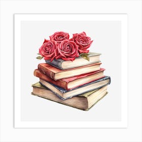 Roses On Books 7 Art Print