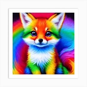 Rainbow Fox rainbow Art Print