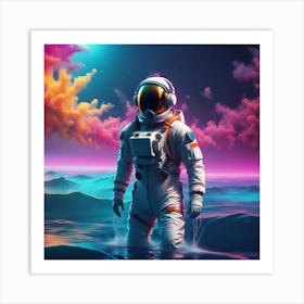 Astronaut In Seas 3 Art Print