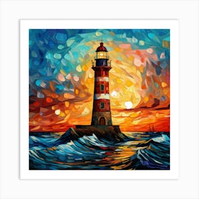 Lighthouse At Sunset 14 Art Print