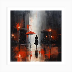 Woman In The Rain Art Print