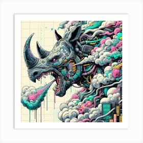 Rhino - Digital Art Art Print