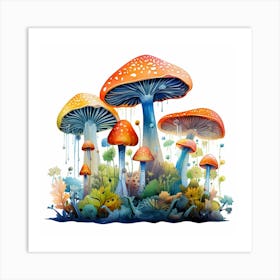 Mushrooms In The Forest 6 Art Print