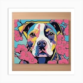 Cherry Blossom Pit Bull Art Print