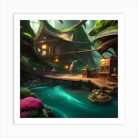 Fantasy House In The Forest Art Print