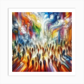 People Walking In The City Art Print