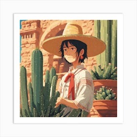 Cactus Girl 2 Art Print