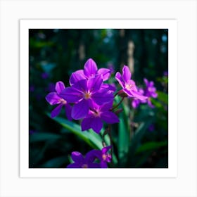 Purple Flowers In The Forest Art Print