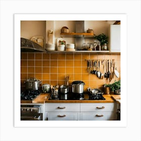 A Photo Of A Kitchen With A Variety Of Cooking Ute (1) Art Print