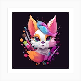 Cute Fox Painting Art Print