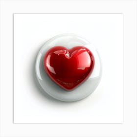 Heart Button Isolated On White 3 Art Print