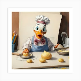 Donald Duck Cooking 1 Art Print