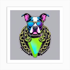 Dog With Sunglasses and chains Art Print