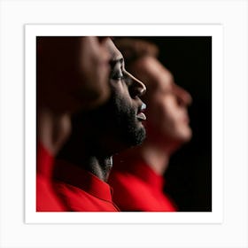 Group Of Men In Red Shirts Art Print