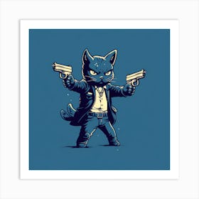 Cat With Guns 1 Art Print