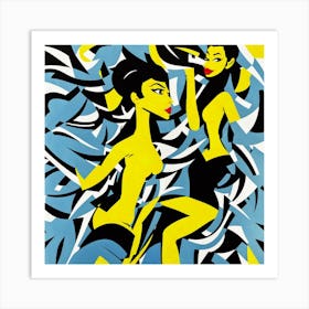 Two Women In Yellow And Black Art Print