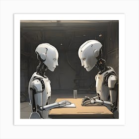 Robots At A Table Art Print