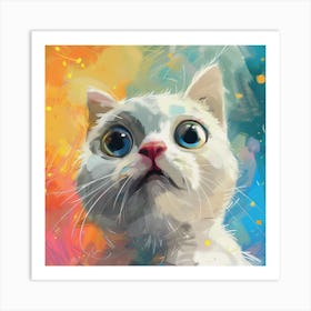 White Cat With Blue Eyes Art Print