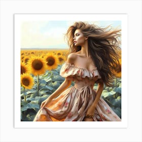 Sunflower Girl Art Print