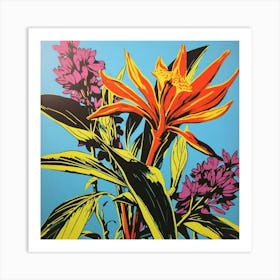 Bird Of Paradise 1 Pop Art Illustration Square Art Print