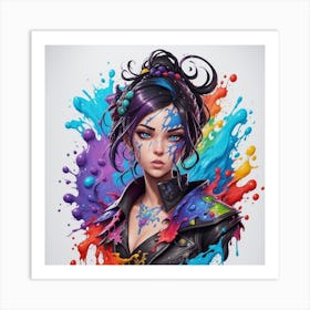 Girl With Paint Splashes Art Print