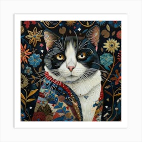 Patchwork Quilted Cat 2 Art Print