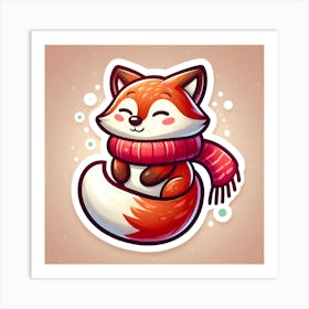 Cute Fox Sticker Art Print