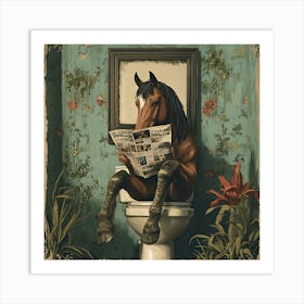 Horse Reading Newspaper 8 Art Print