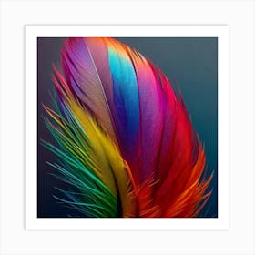 Firefly Multicolored, Feather, Bird, Blue, Yellow, Red, Purple, Pink, Green, Vibrant, Colorful, Intr (1) Art Print